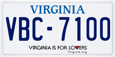 VA license plate VBC7100