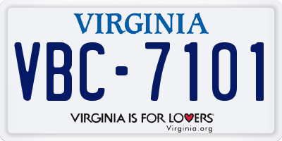 VA license plate VBC7101