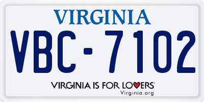 VA license plate VBC7102