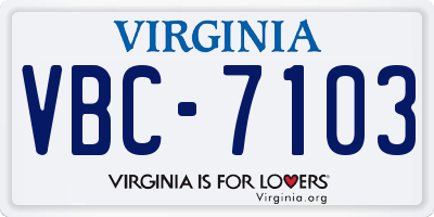 VA license plate VBC7103