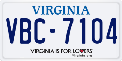 VA license plate VBC7104