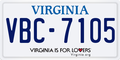 VA license plate VBC7105