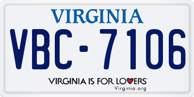 VA license plate VBC7106