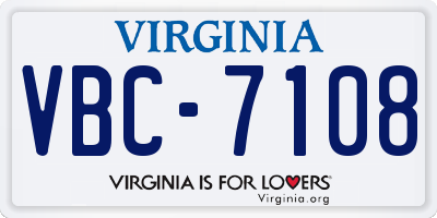 VA license plate VBC7108