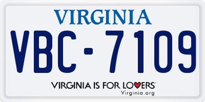 VA license plate VBC7109