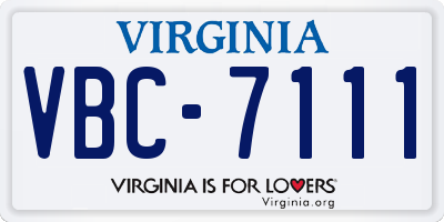 VA license plate VBC7111