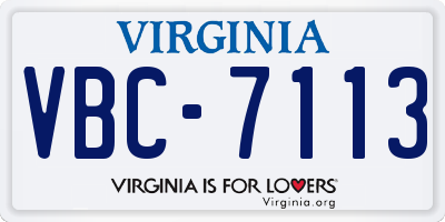 VA license plate VBC7113