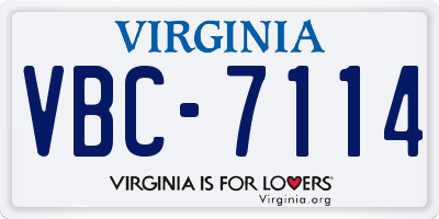 VA license plate VBC7114