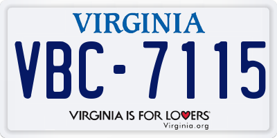 VA license plate VBC7115