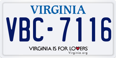 VA license plate VBC7116