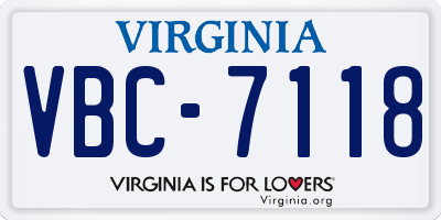 VA license plate VBC7118