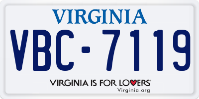 VA license plate VBC7119