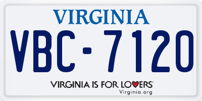 VA license plate VBC7120