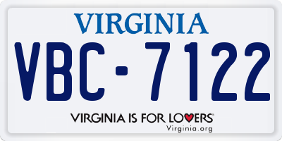 VA license plate VBC7122