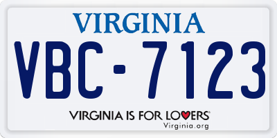 VA license plate VBC7123