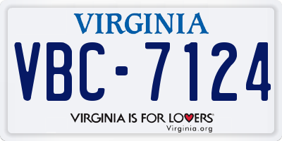 VA license plate VBC7124