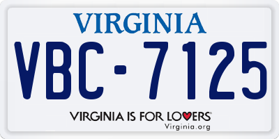 VA license plate VBC7125