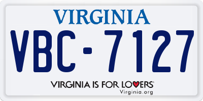 VA license plate VBC7127