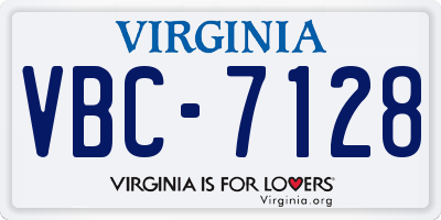 VA license plate VBC7128