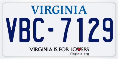 VA license plate VBC7129