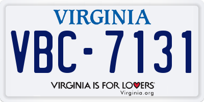 VA license plate VBC7131