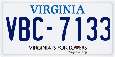 VA license plate VBC7133