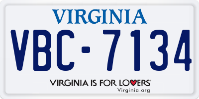 VA license plate VBC7134