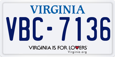 VA license plate VBC7136