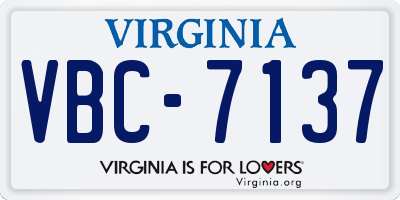 VA license plate VBC7137