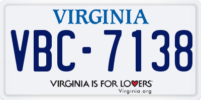VA license plate VBC7138