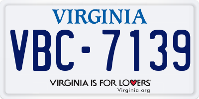 VA license plate VBC7139
