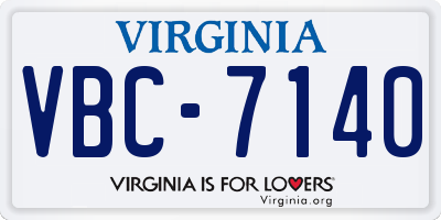 VA license plate VBC7140