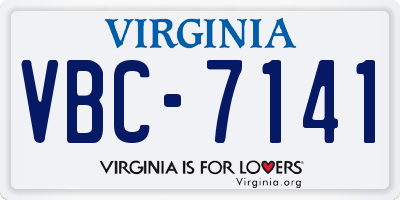 VA license plate VBC7141