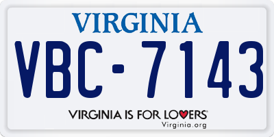 VA license plate VBC7143