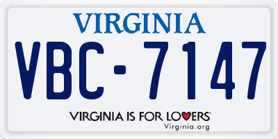 VA license plate VBC7147