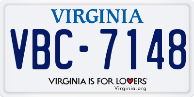 VA license plate VBC7148