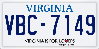 VA license plate VBC7149