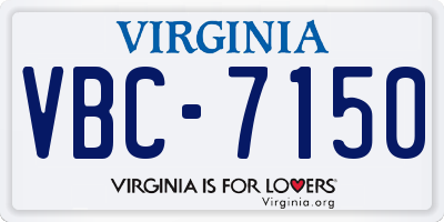 VA license plate VBC7150