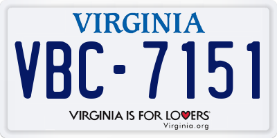 VA license plate VBC7151