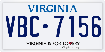VA license plate VBC7156
