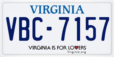 VA license plate VBC7157