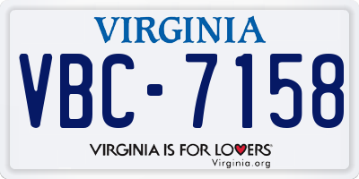 VA license plate VBC7158