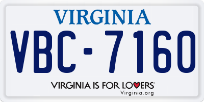VA license plate VBC7160