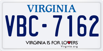 VA license plate VBC7162
