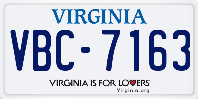 VA license plate VBC7163