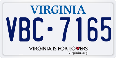 VA license plate VBC7165