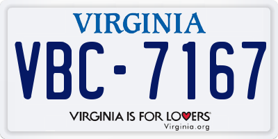 VA license plate VBC7167