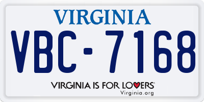 VA license plate VBC7168