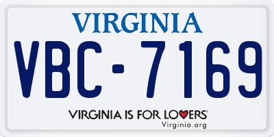VA license plate VBC7169