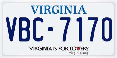 VA license plate VBC7170
